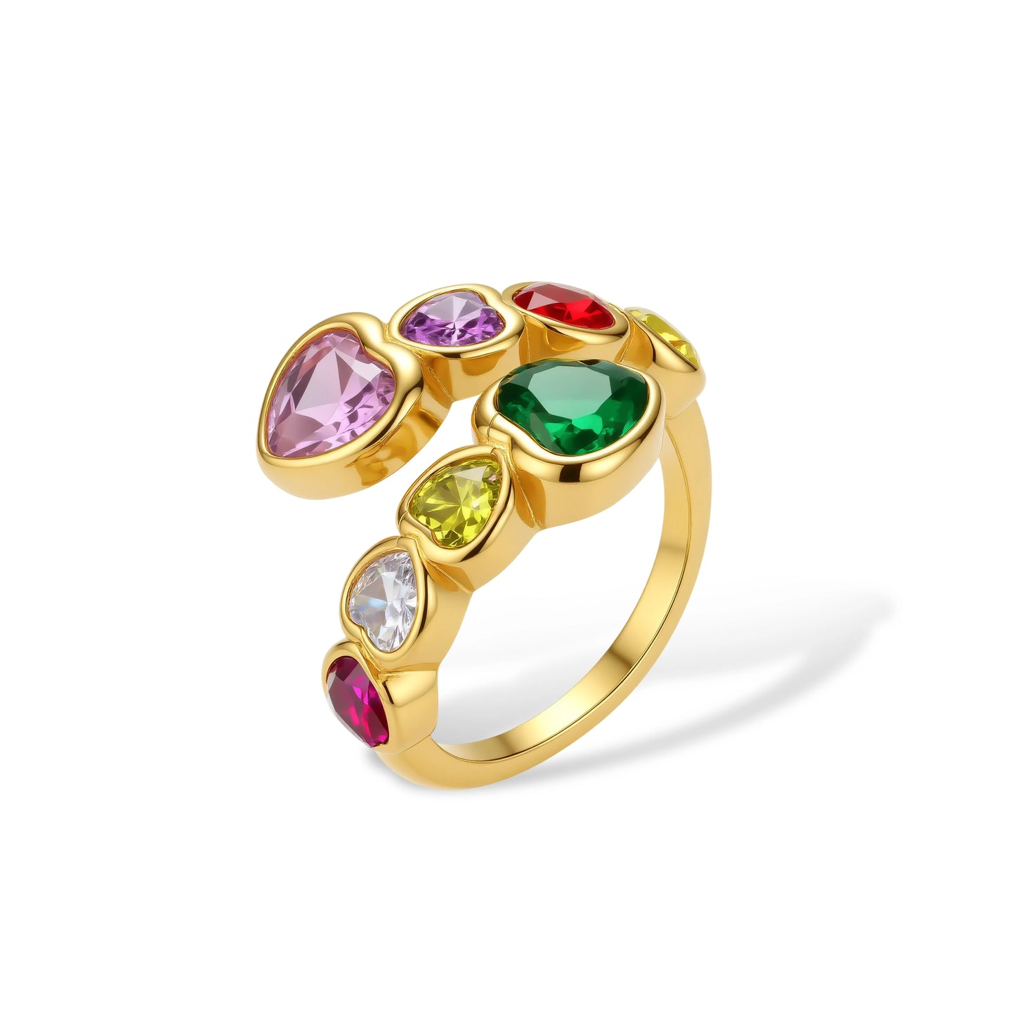 Rainbow Hearts Ring by Gabriella's Jewels