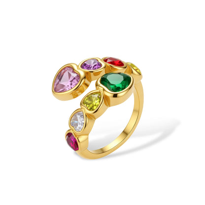 Rainbow Hearts Ring by Gabriella's Jewels