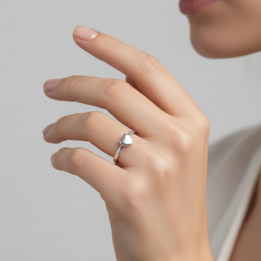 Small Polished Heart Ring Engravable