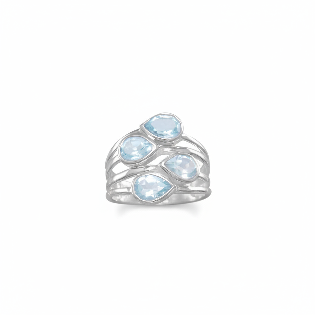 Pear Blue Topaz Ring