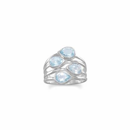 Pear Blue Topaz Ring