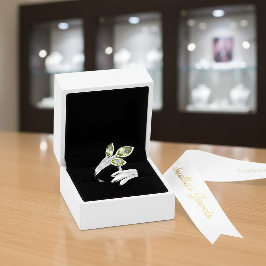 Fan Design Marquise Peridot Wrap Ring