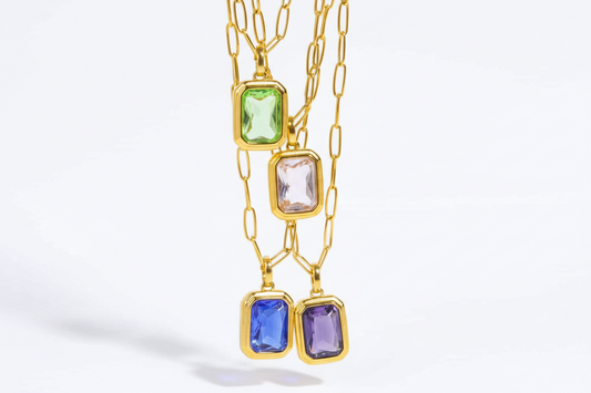 18K Gold-Plated  Stainless Steel Geometrical Shape Pendant Necklace