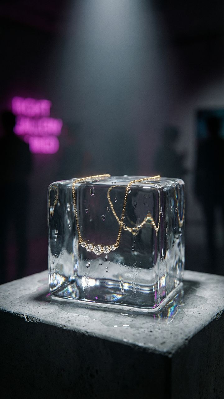 Graduated CZ Five Stone 14K Golden Arc Necklace