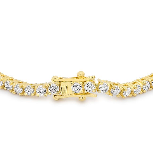 18k Yellow Gold Plated Victorian Cubic Zirconia Tennis 7 Inch Bracelet