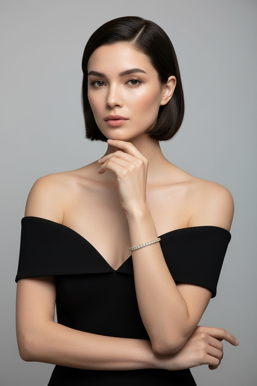 18k Yellow Gold Plated Victorian Cubic Zirconia Tennis 7 Inch Bracelet