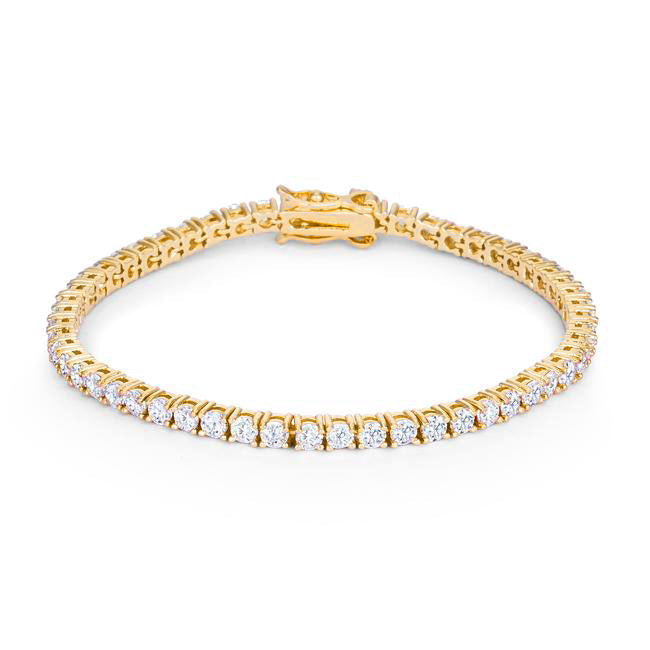 18k Yellow Gold Plated Victorian Cubic Zirconia Tennis 7 Inch Bracelet