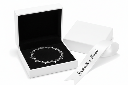 Nathans Elegant Silver Floral Vine Cubic Zirconia  Tennis Bracelet