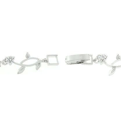 Nathans Elegant Silver Floral Vine Cubic Zirconia  Tennis Bracelet