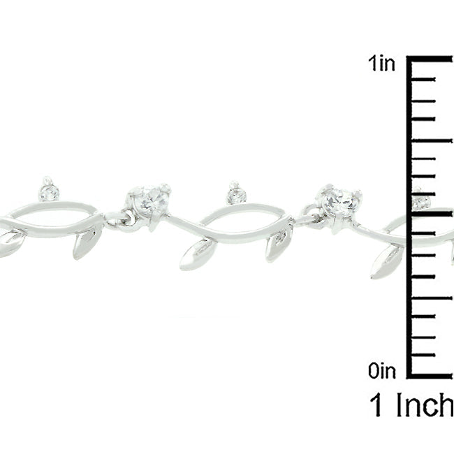 Nathans Elegant Silver Floral Vine Cubic Zirconia  Tennis Bracelet