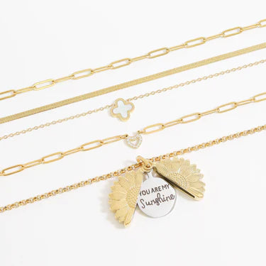 18K Gold PVD Stainless Steel Stone "Heart" Paperclip Chain Necklace