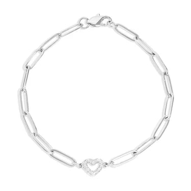18K Gold Plated Stainless Steel CV "Heart" Paperclip Chain Bracelet