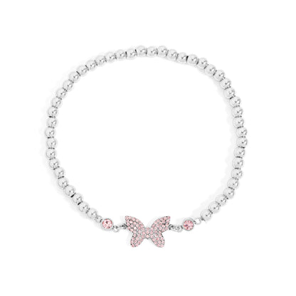 18K Gold on Stainless Steel Butterfly Beaded Stretch Bracelet