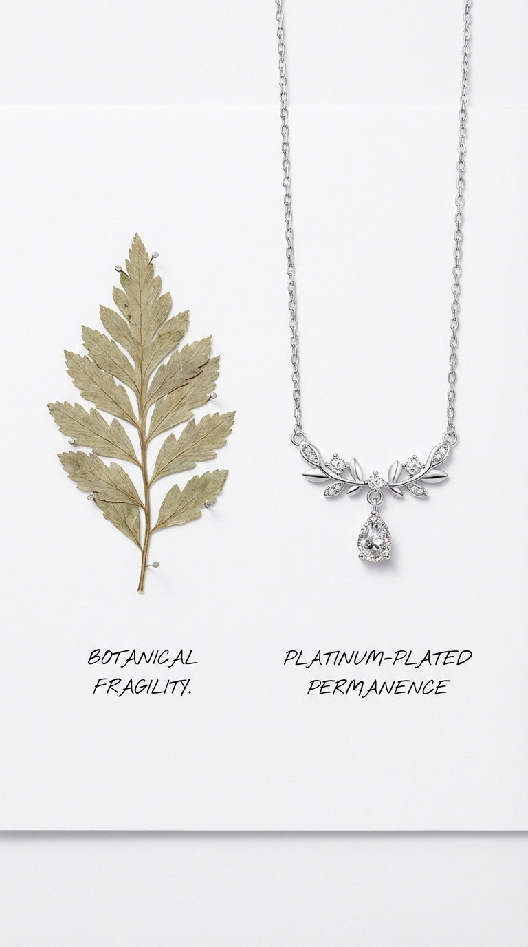 925 Sterling Silver Moissanite Leaf Necklace