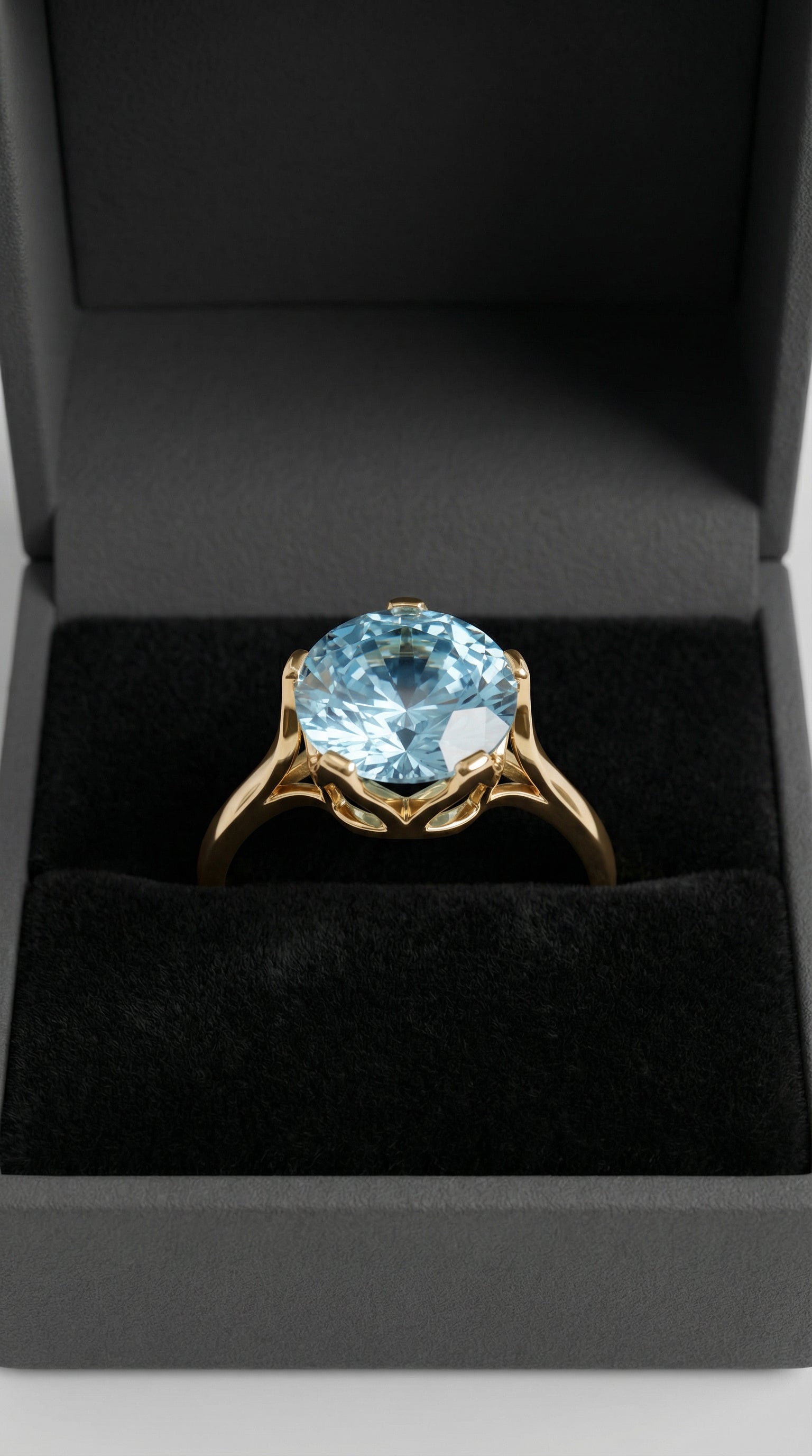 14 Karat Gold Precision Cut Sky Blue Topaz Ring