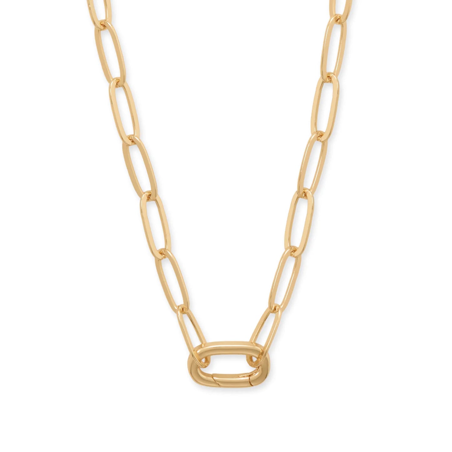 17" 18 Karat Gold Plated Inverted Hinge Paper Clip Necklace