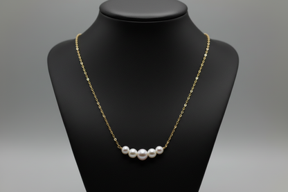 14 Karat Gold Necklace with 5 Cultured Freshwater Pearls