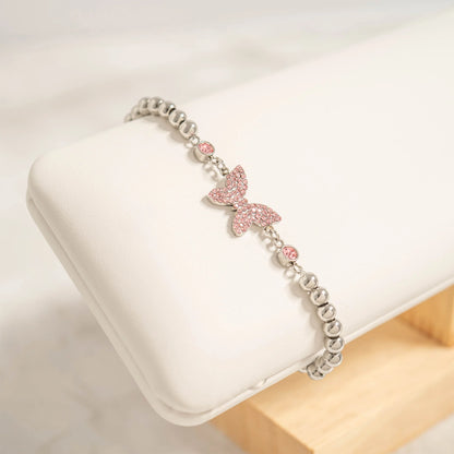 18K Gold on Stainless Steel Butterfly Beaded Stretch Bracelet