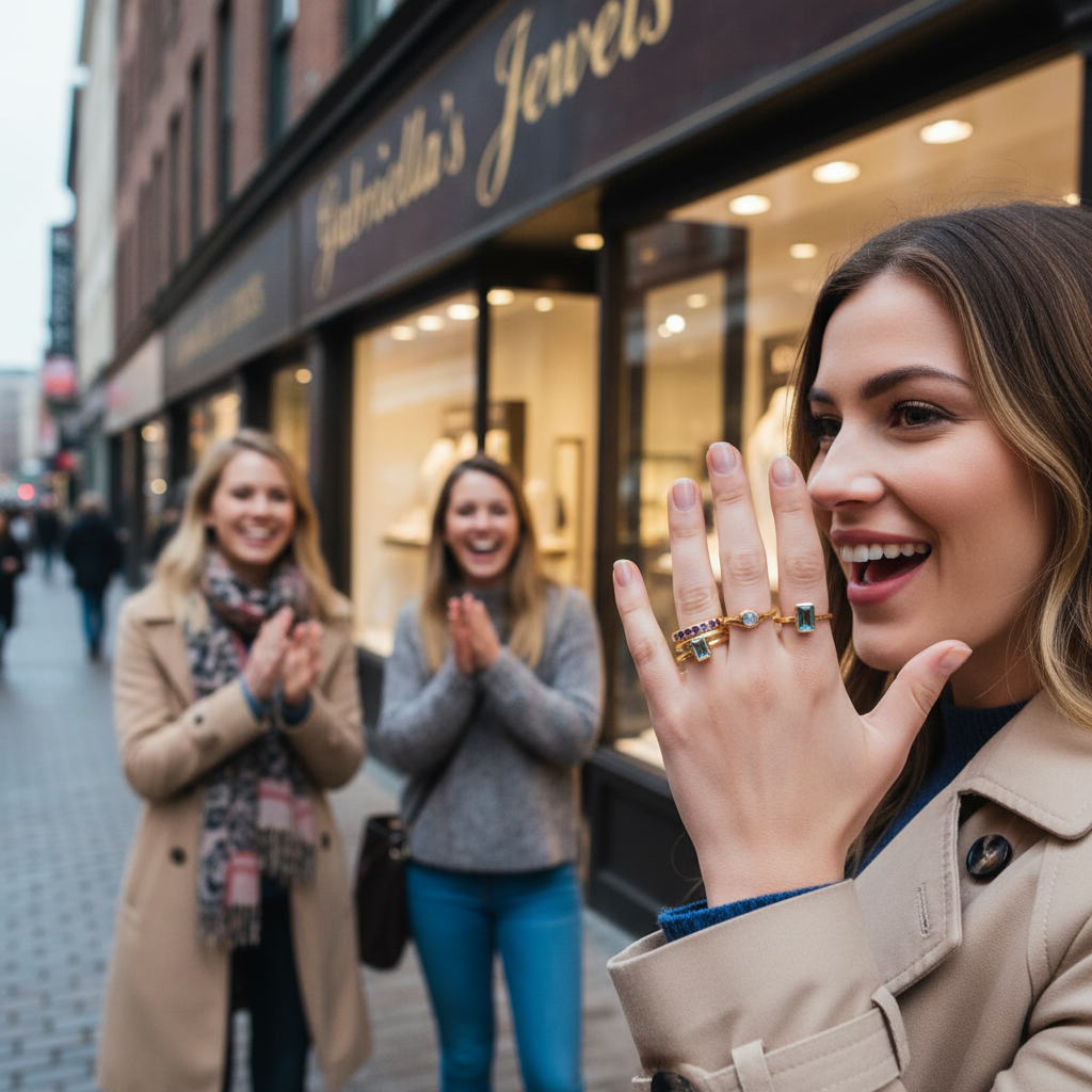 Life in Color!  14 Karat Gold and Gemstones Five Stacking Ring Set