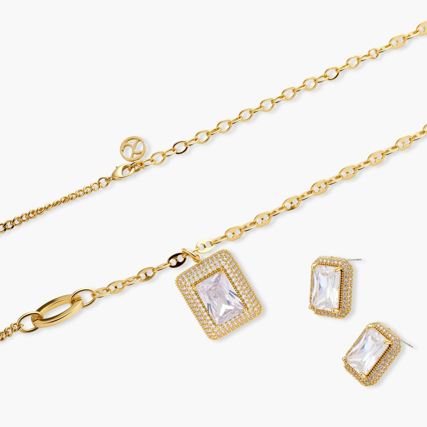 Emerald Cut Halo Set