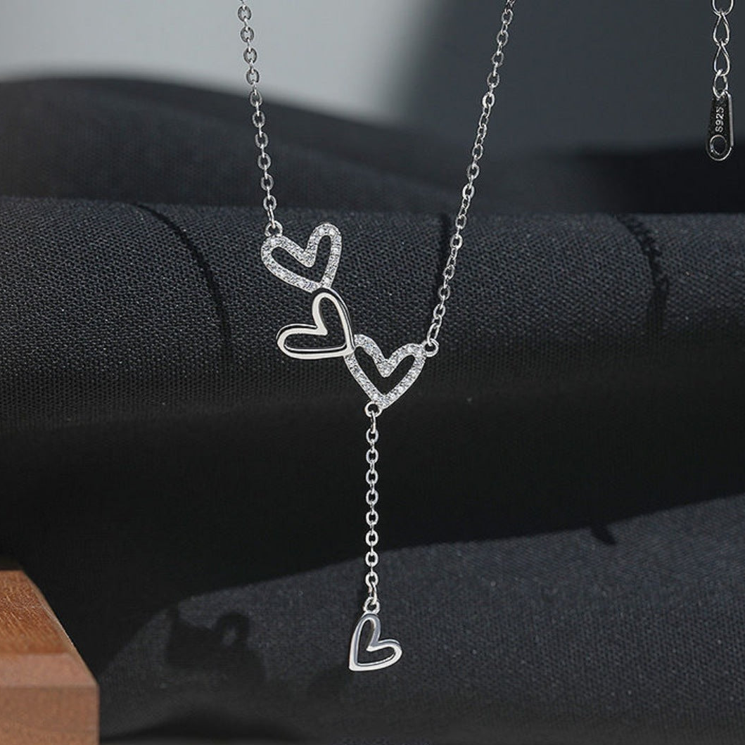 925 Sterling Silver Heart Y-Necklace